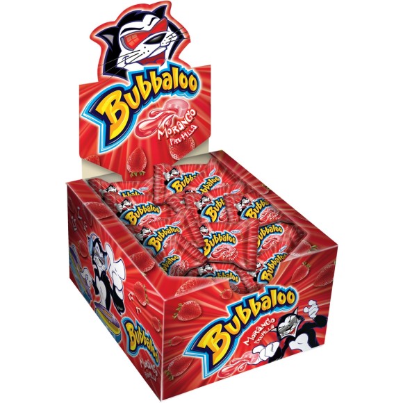 CHICLETE BUBBALOO CAIXA COM 60 UNIDADES SABOR MORANGO