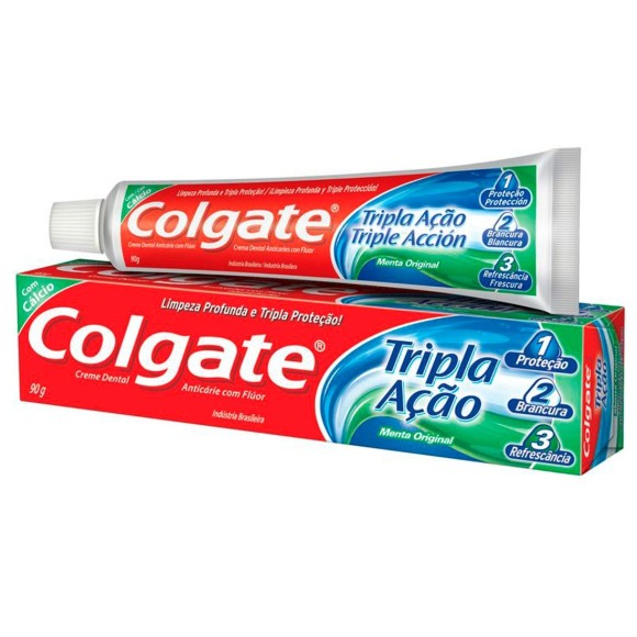 CREME DENTAL COLGATE TRIPLA AÇÃO MENTA SUAVE 90G