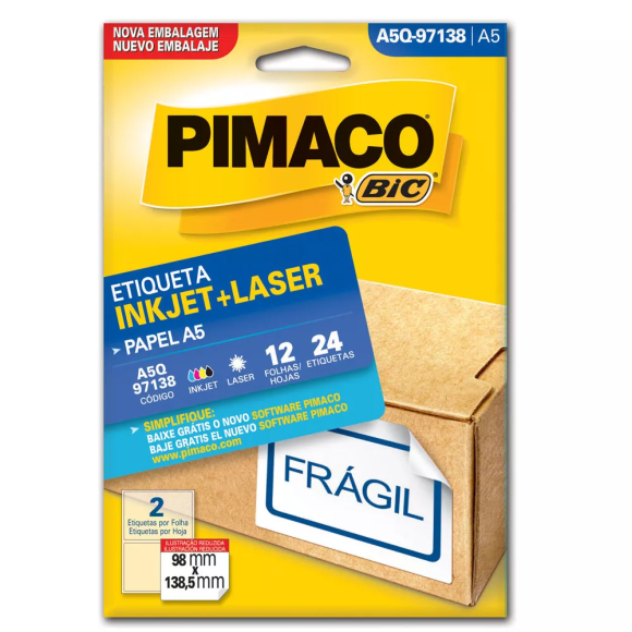 ETIQUETA PIMACO A5 INKJET E LASER