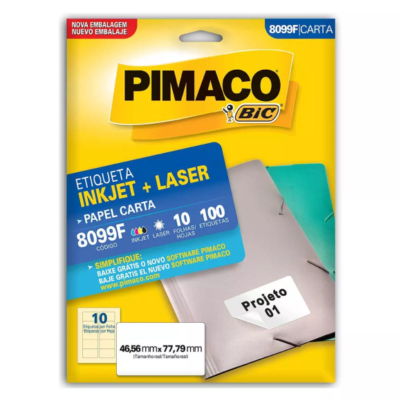 ETIQUETA PIMACO INKJET E LASER CARTA 8099F