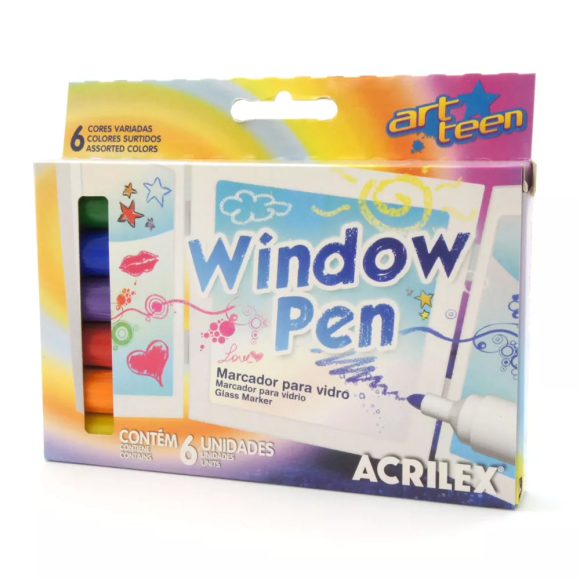 MARCADOR PARA VIDRO WINDOW PEN COM 6 CORES