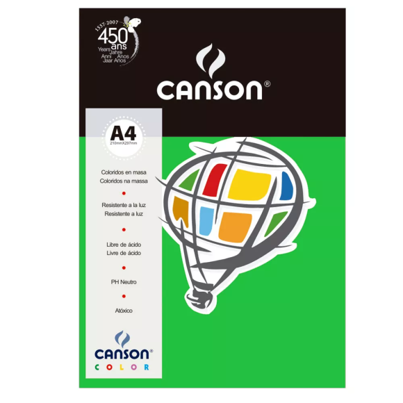 PACOTE CANSON COLOR 180G COM 10 FOLHAS CORES