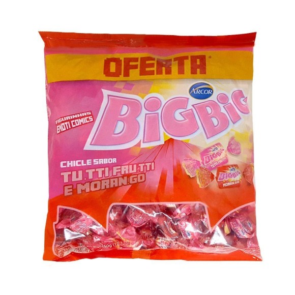 CHICLETE BIG BIG MORANGO E TUTTI FRUTTI 350G