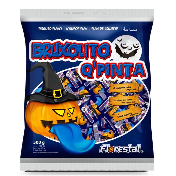 PIRULITO BRUXOLITO Q PINTA LÍNGUA C/50  FLORESTAL 500G