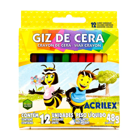 GIZ DE CERA FINO 12 CORES ACRILEX