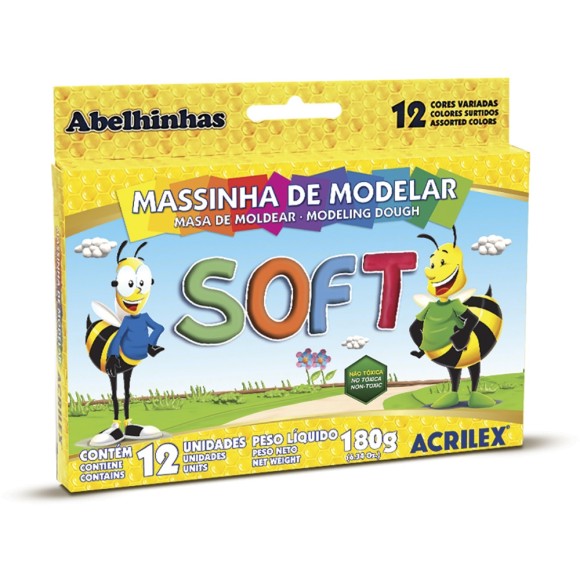 MASSINHA DE MODELAR SOFT 180G C/12 CORES