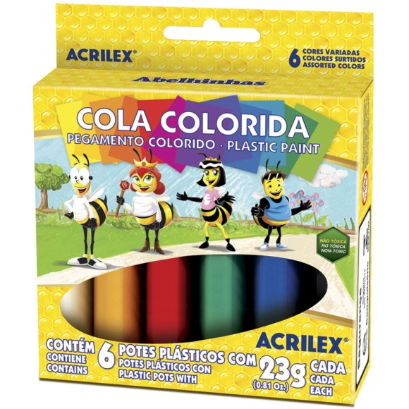 COLA COLORIDA COM 6 UNIDADES ACRILEX