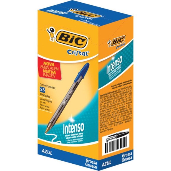 CANETA BIC CRISTAL BOLD AZUL INTENSO CAIXA COM 25 UNIDADES