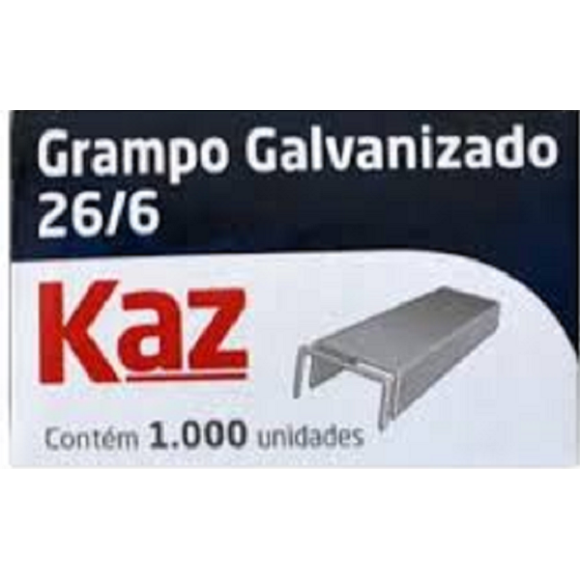 GRAMPO GALVANIZADO 26/6 COM 10000 UNIDADES